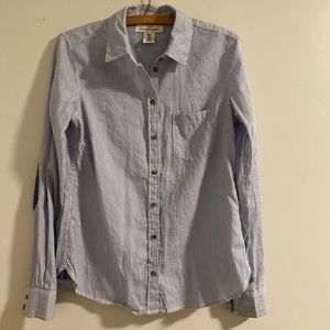 Blue & White Striped Long Sleeve Button Down